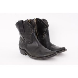 Golden goose black gold studded western boots 38